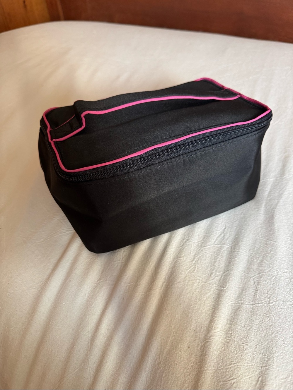 Avon Black Cosmetic Bag with Pink Trim